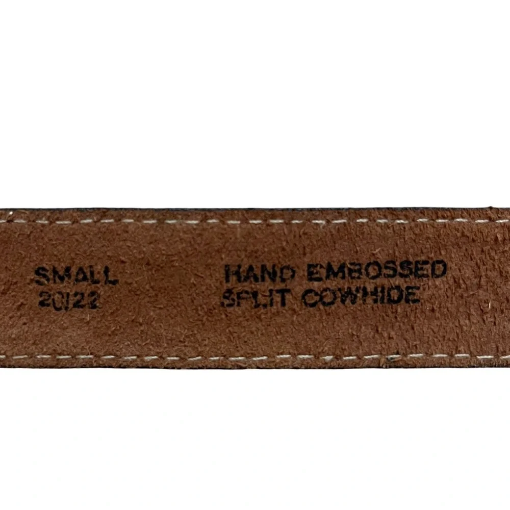 Vintage Tooled Leather Kid’s or Small Adult Belt with Silver Buckle 20” - 22”